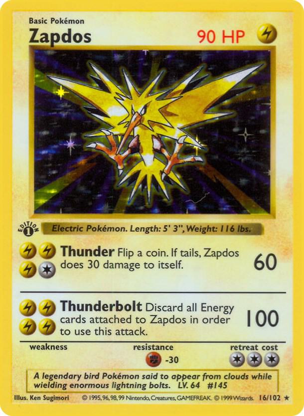 16-1ED Zapdos – Base Set