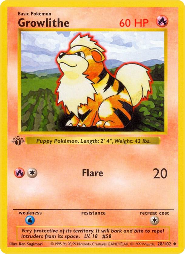 28-1ED Growlithe – Base Set