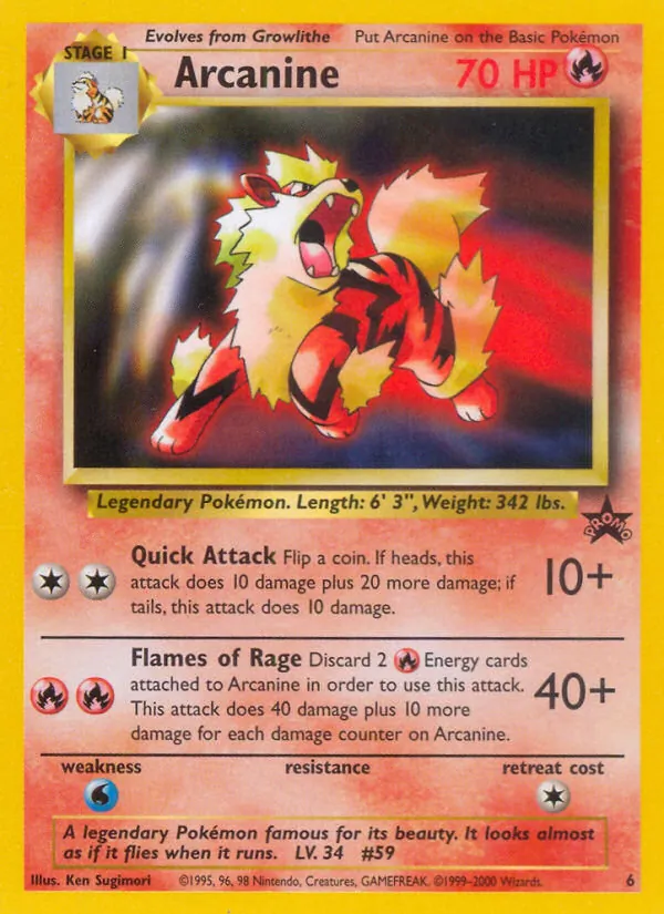 6 Arcanine – Wizards Black Star Promos