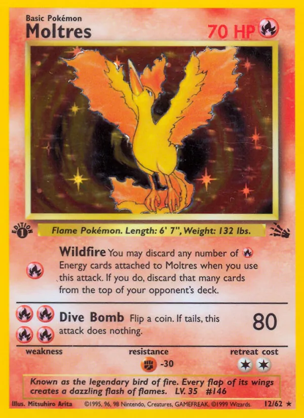 12-holo-galaxy-1stedition Moltres (Galaxy Holo, 1st Edition) – Fossil