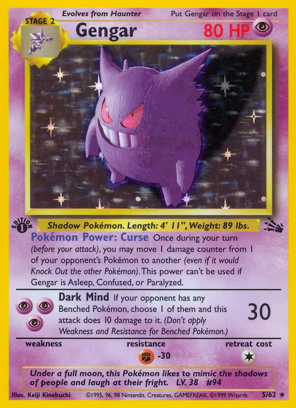 5-holo-galaxy-1stedition Gengar (Galaxy Holo, 1st Edition) – Fossil