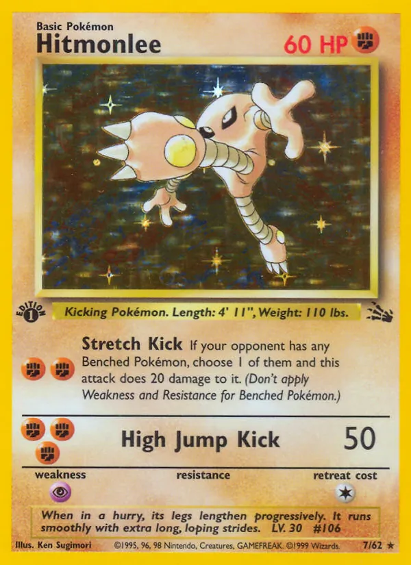 7-holo-galaxy-1stedition Hitmonlee (Galaxy Holo, 1st Edition) – Fossil