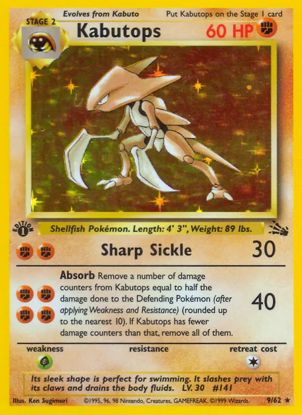 9-holo-galaxy-1stedition Kabutops (Galaxy Holo, 1st Edition) – Fossil