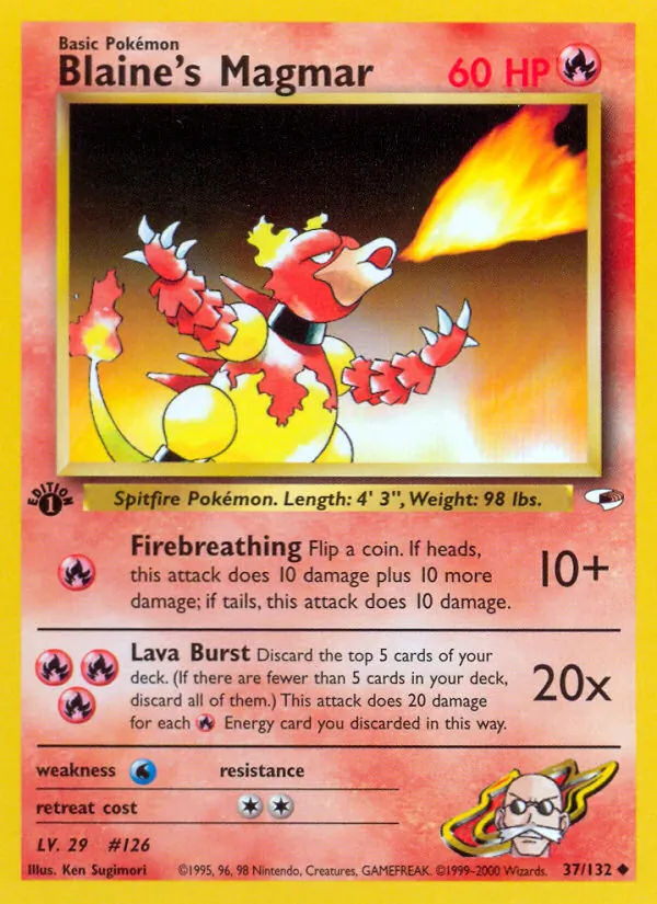 37-1ED Blaine's Magmar – Gym Heroes
