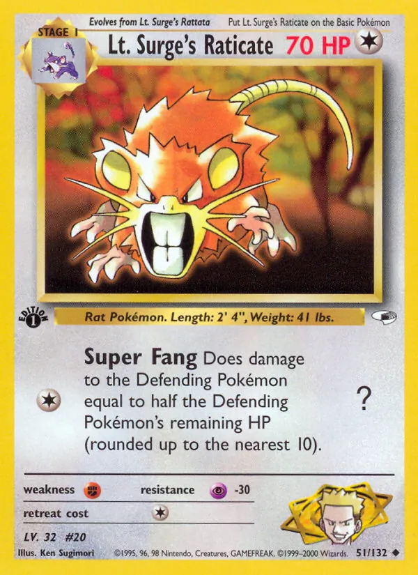 51-1ED Lt. Surge's Raticate – Gym Heroes