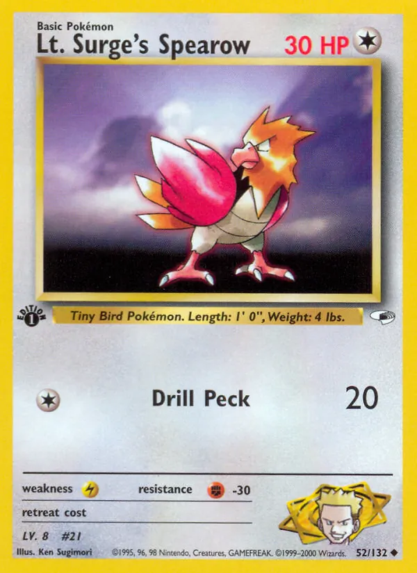 52-1ED Lt. Surge's Spearow – Gym Heroes