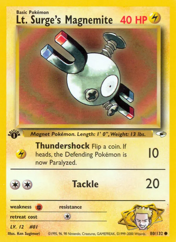 80-1ED Lt. Surge's Magnemite – Gym Heroes
