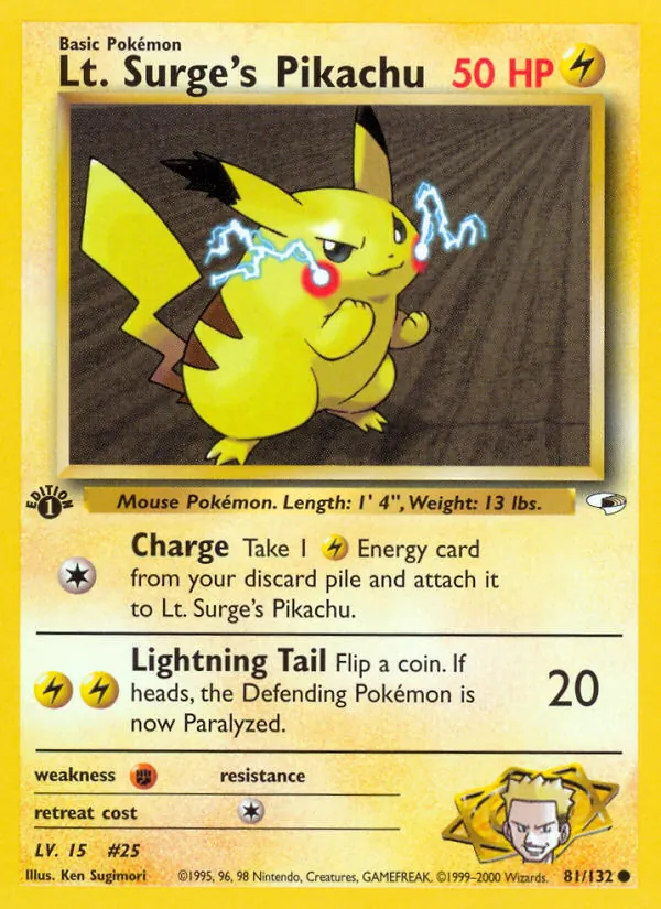 81-1ED Lt. Surge's Pikachu – Gym Heroes