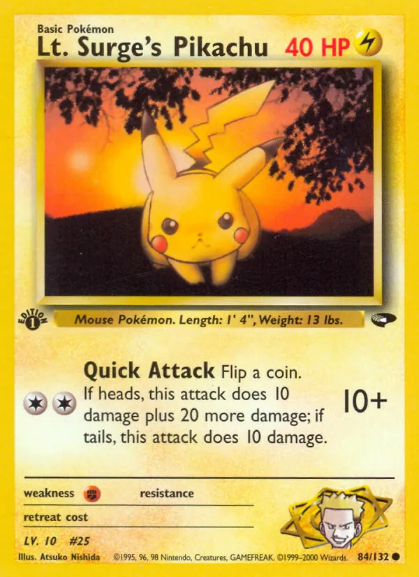 84-1ED Lt. Surge's Pikachu – Gym Challenge