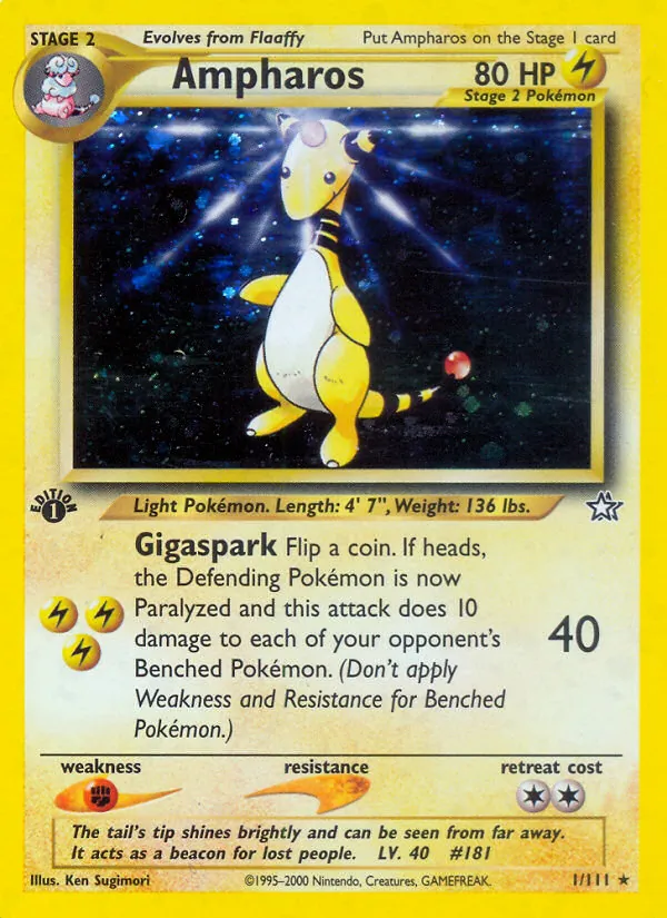 1-1ED Ampharos – Neo Genesis