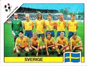 232 Team photo Sverige – FIFA World Cup Italia 1990 Panini