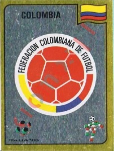 286 Federacion Colombiana de Futbol emblem – FIFA World Cup Italia 1990 Panini