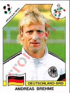 256 Andreas Brehme – FIFA World Cup Italia 1990 Panini