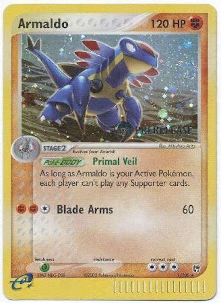 1-holo-prerelease Armaldo (Prerelease stamp) – Sandstorm