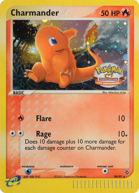 98-holo-citychampionships Charmander (City Championships stamp) – Dragon