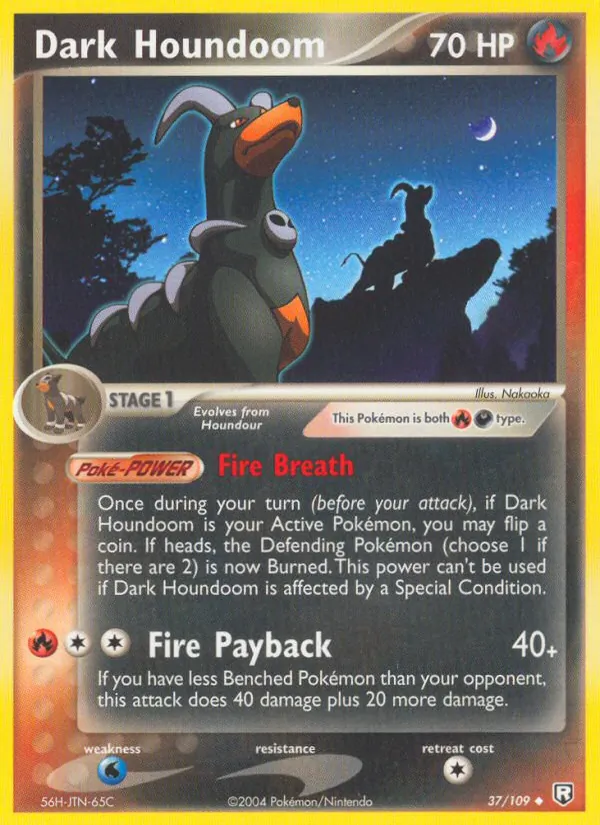 37-normal-prerelease Dark Houndoom (Prerelease stamp) – Team Rocket Returns