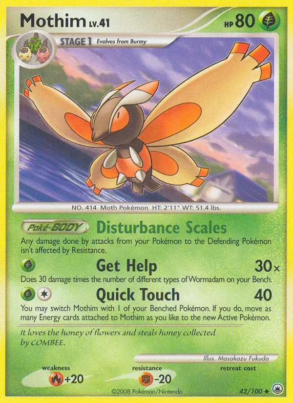 42-normal-prerelease Mothim (Prerelease stamp) – Majestic Dawn