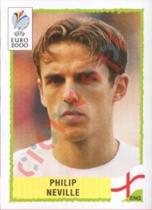 82 Phil Neville – UEFA Euro Belgium-Netherlands 2000 Panini