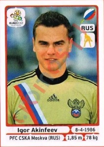 113 Igor Akinfeev – UEFA Euro Poland-Ukraine 2012 Panini