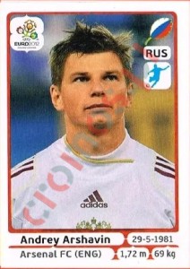 129 Andrey Arshavin – UEFA Euro Poland-Ukraine 2012 Panini