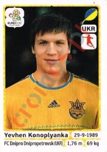 416 Yevhen Konoplyanka – UEFA Euro Poland-Ukraine 2012 Panini