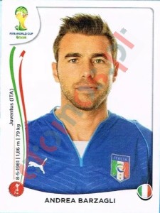 320 Andrea Barzagli – FIFA World Cup Brazil 2014 Panini