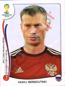 607 Vasili Berezutski – FIFA World Cup Brazil 2014 Panini