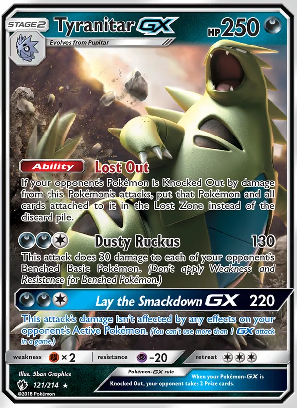 121 Tyranitar GX – Lost Thunder