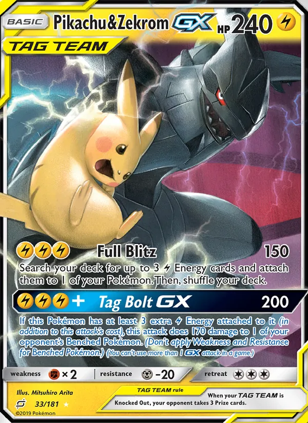 33 Pikachu & Zekrom GX – Team Up
