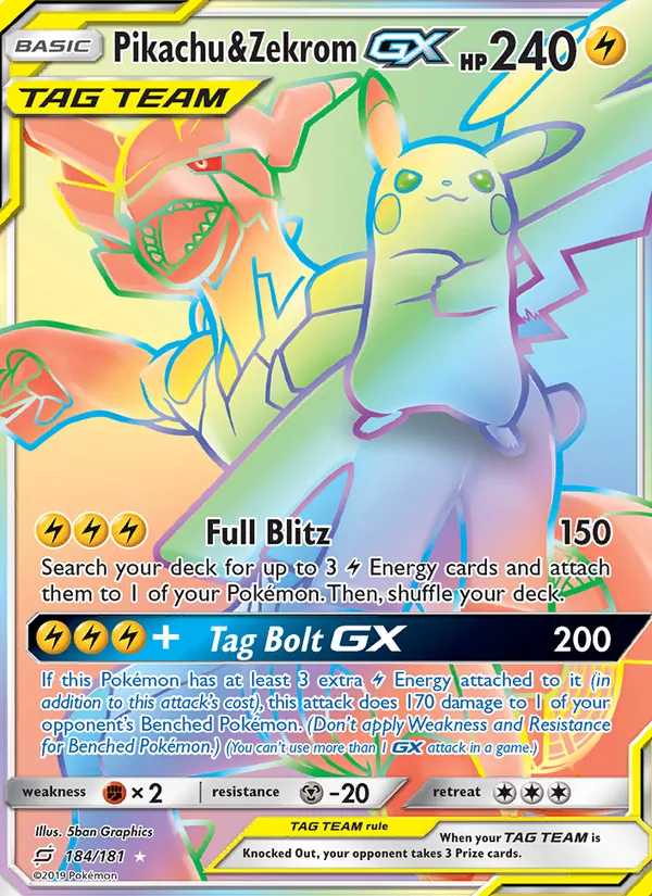 184 Pikachu & Zekrom GX – Team Up