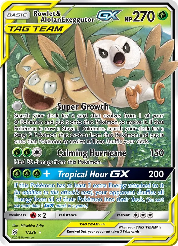 1 Rowlet & Alolan Exeggutor GX – Unified Minds