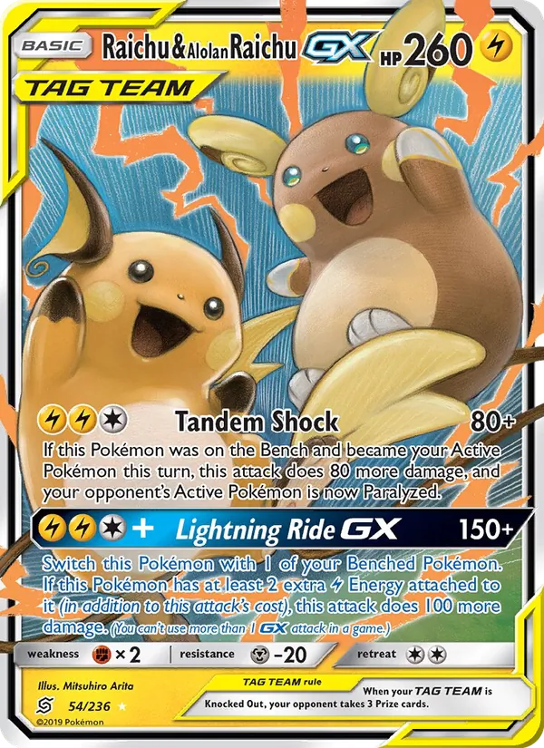 54 Raichu & Alolan Raichu GX – Unified Minds