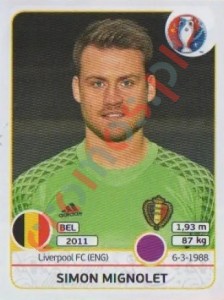 466 Simon Mignolet – UEFA Euro France 2016 Panini
