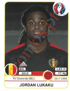 467x Jordan Lukaku – UEFA Euro France 2016 Panini