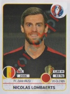 470 Nicolas Lombaerts – UEFA Euro France 2016 Panini