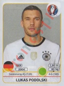 258 Lukas Podolski – UEFA Euro France 2016 Panini