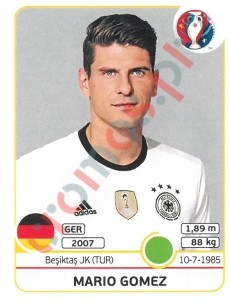 259x Mario Gomez – UEFA Euro France 2016 Panini