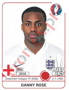 132x Danny Rose – UEFA Euro France 2016 Panini