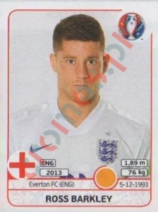 141 Ross Barkley – UEFA Euro France 2016 Panini