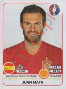 367 Juan Mata – UEFA Euro France 2016 Panini