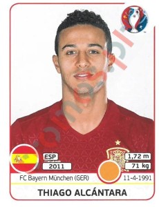 367x Thiago Alcántara – UEFA Euro France 2016 Panini