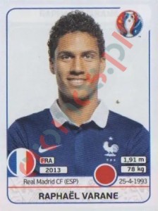 20 Raphaël Varane – UEFA Euro France 2016 Panini