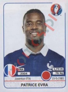 22 Patrice Evra – UEFA Euro France 2016 Panini