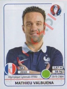 34 Mathieu Valbuena – UEFA Euro France 2016 Panini