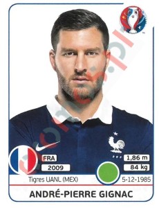 34x André-Pierre Gignac – UEFA Euro France 2016 Panini