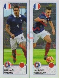 39 Raphaël Varane / Laurent Koscielny – UEFA Euro France 2016 Panini