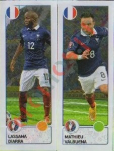 41 Lassana Diarra / Mathieu Valbuena – UEFA Euro France 2016 Panini