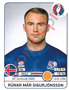 622x Rúnar Már Sigurjónsson – UEFA Euro France 2016 Panini