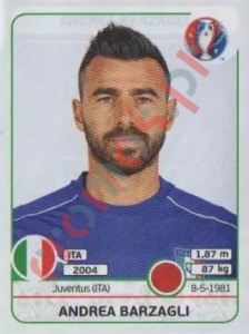 498 Andrea Barzagli – UEFA Euro France 2016 Panini