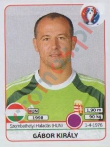 661 Gábor Király – UEFA Euro France 2016 Panini
